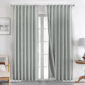 Joydeco Natural Linen Curtains 84 inch Length 2 Panels Set Burg 100% Blackout Patio Door Curtain Room Darkening Sliding Door Curtains Thermal Insulated Back tab Rod Pocket(105x84 inch, Sage Green)