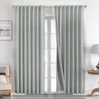 Joydeco Natural Linen Curtains 120 inch Length 2 Panels Set Burg 100% Blackout Patio Door Curtain Room Darkening Sliding Door Curtains Thermal Insulated Back tab Rod Pocket(105x120 inch, Sage Green)