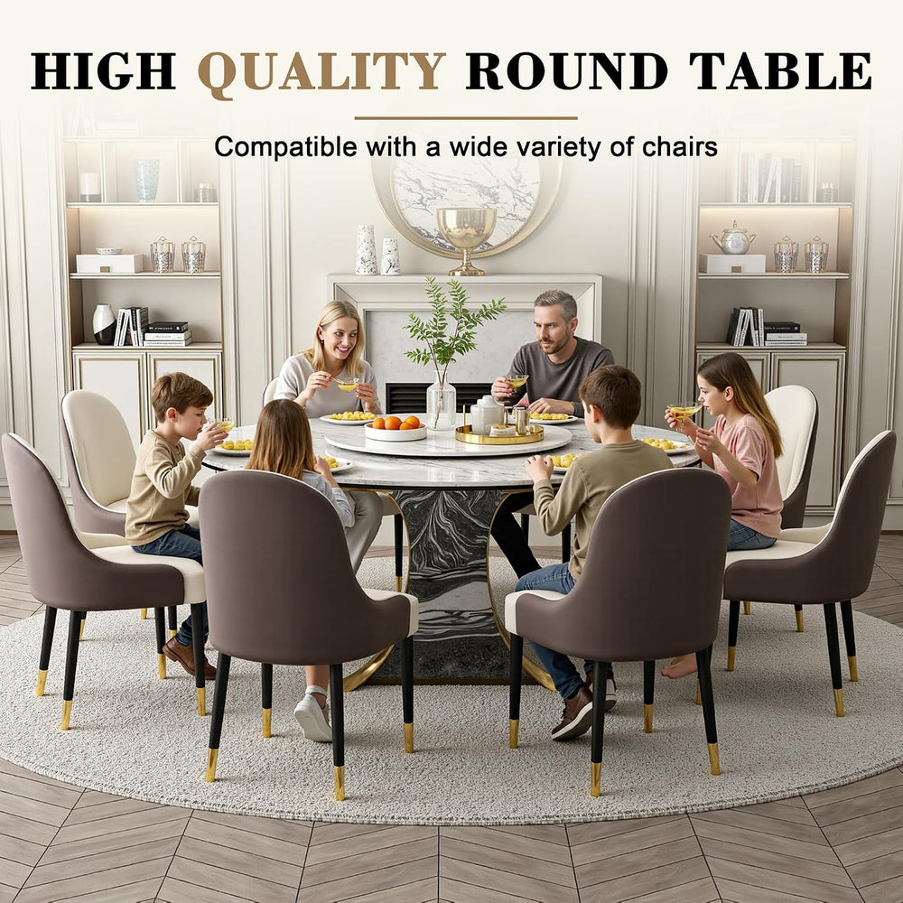 Montary 9 Piece Modern Dining Table Set of 8, Round 59" D Faux Marble Di...