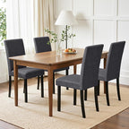CHUN YI Upholstered Dining Chairs Set of 4, Fabric Dining Room Chairs with Solid Wood Legs, Modern Parson Chairs for Kitchen, Restaurant, Hotel, Dark Gray