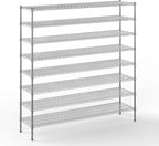 18" Deep x 72" Wide x 74" Height Wire Shelving Kit | 8-Tier | NSF Commercial Storage Rack Unit