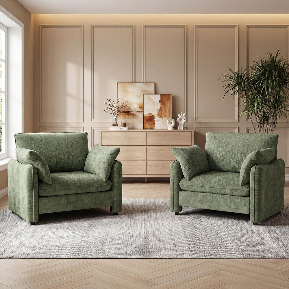 Elegant Oversized Accent Chair for Living Room, 42.1", Chenille, Green |...