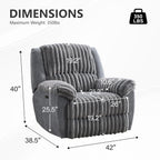 Oversized Power Recliner Zero Gravity with USB Port for Big Man Faux Fur Electric Extra Large Reclining Chairs for Living Room Soft Lumbar Support,26" Seat Width Grey