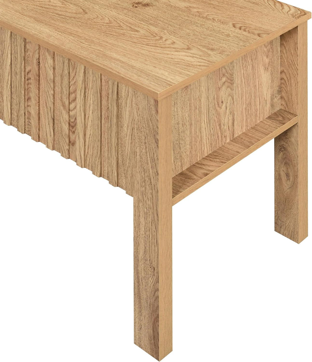 New Classic Furniture Thayer Wood 1-Drawer End Table/Bedside Table in Natural