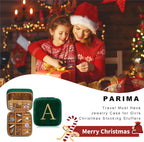 Parima Stocking Stuffers for Women - Christmas Gifts for Her, Gifts for Women, Plush Velvet Travel Jewelry Case, Small Jewelry Box, Birthday Gift for Woman Her, Personalized Gift - Letter A, Green