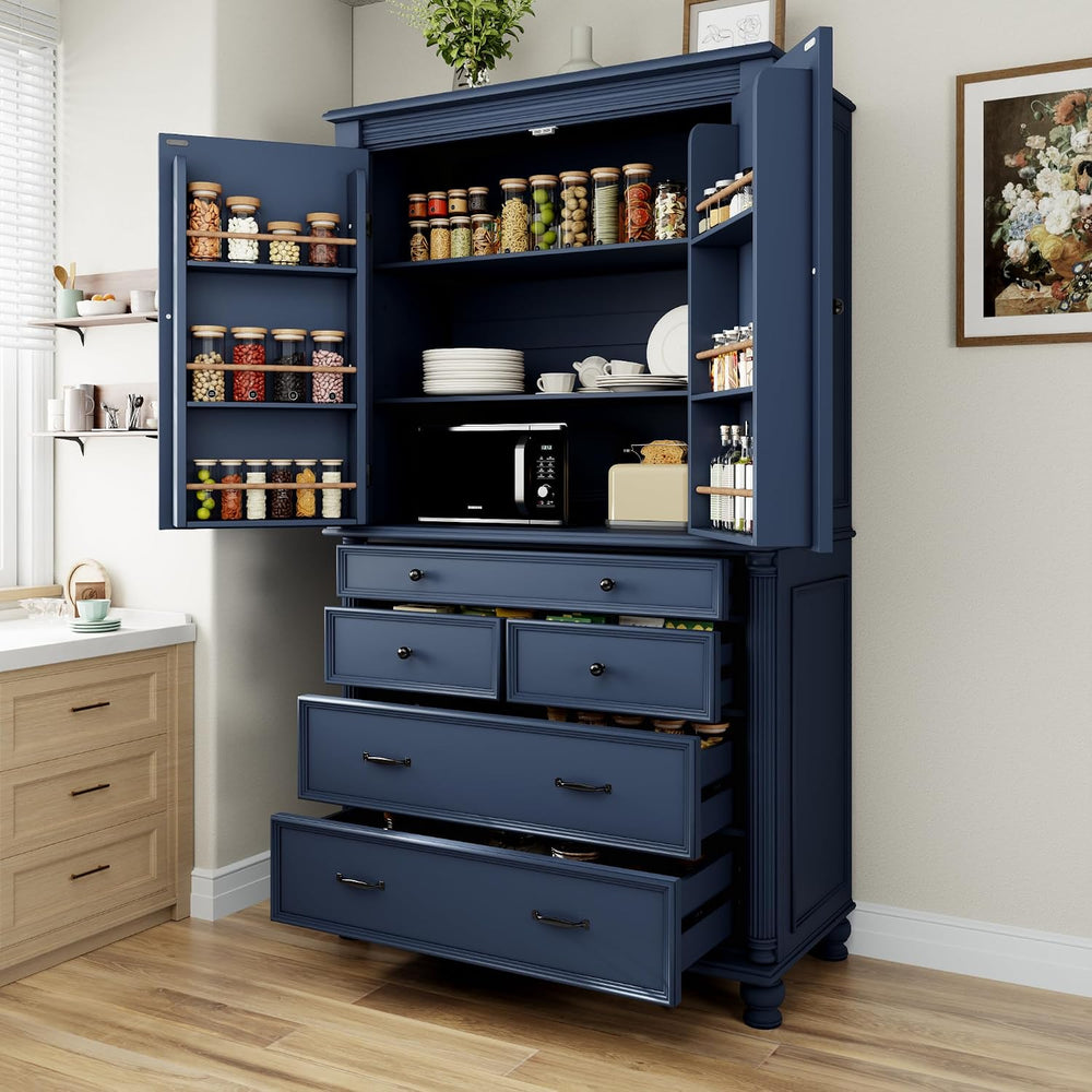 Spaco 77.3" Tall Kitchen Pantry Cabinet,Modern Pantry Storage Cabine wit...