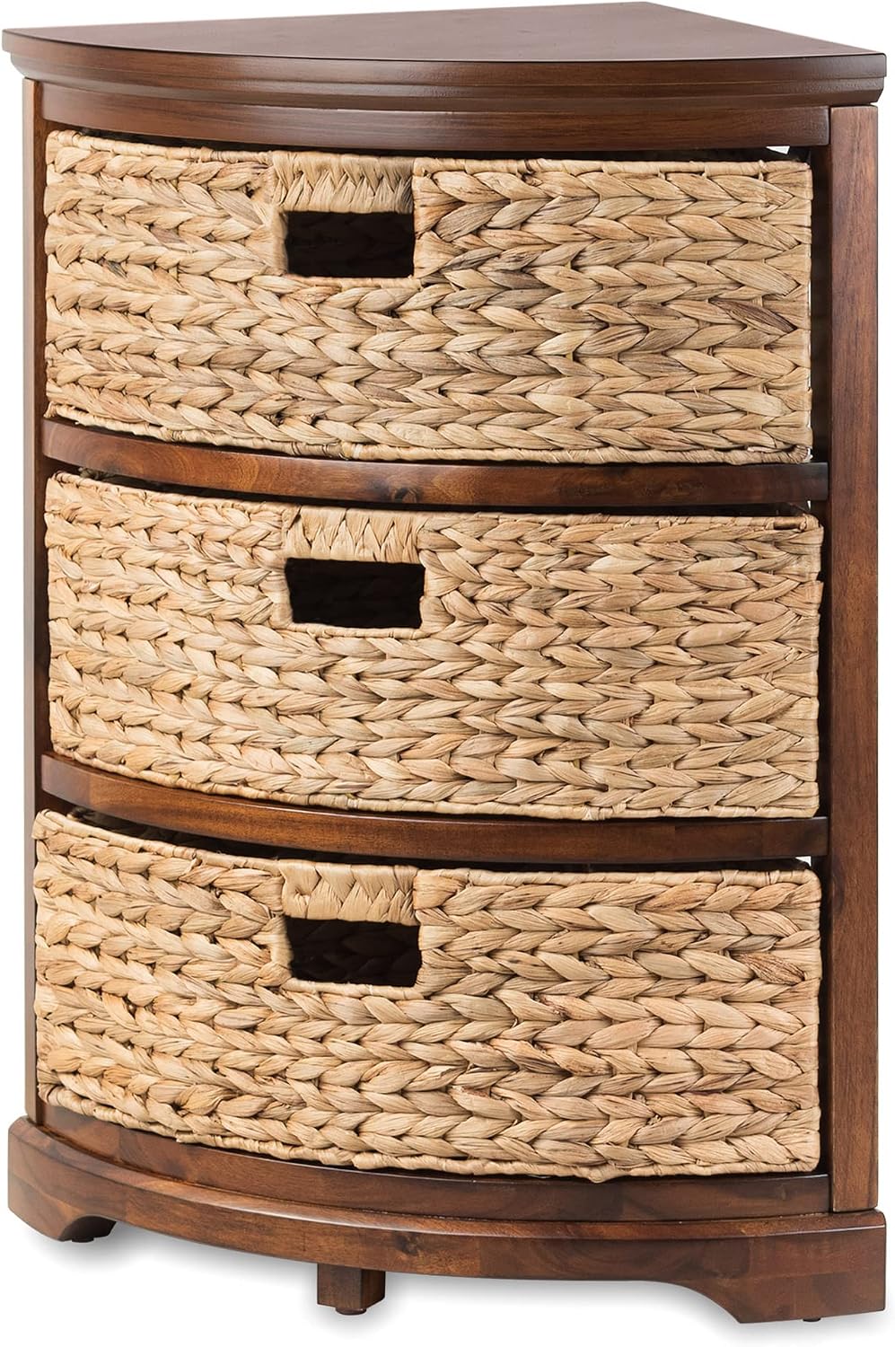 Hampton Meadows 3 Tier X-Side Corner Table Cabinet, Walnut