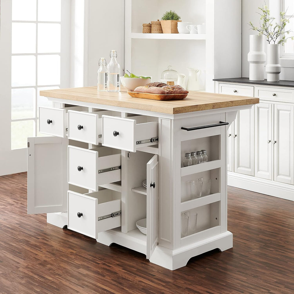 Crosley Furniture Julia Wood Top Kitchen Island with Storage Drawers, Shelves...
