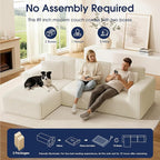 KINGYES 107'' Modular Sectional Sofa, L Shaped Cloud Couch for Living Room, Modern Plush Corduroy Boneless Sofa with Chaise for Bedroom, Beige