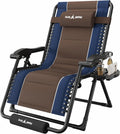 Amopatio Zero Gravity Reclining Patio Chair,XXL Foldable Lounge Chair with Removable Cup Holder/Headrest/Footrest,500LBS Capacity, Portable for Outdoor Patio Pool Backyard