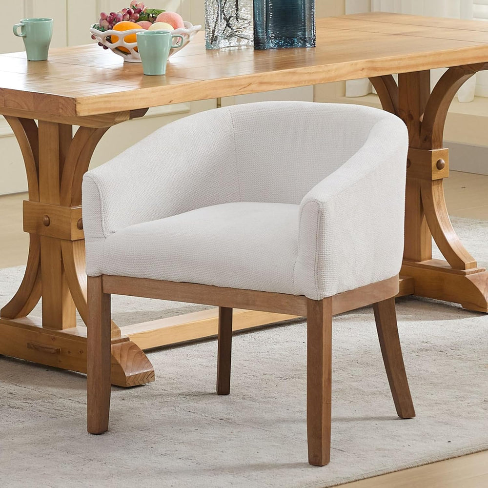 Upholstered Solid Wood Dining Chair,Neutral Linen Fabric Side Chairs for Kitc...