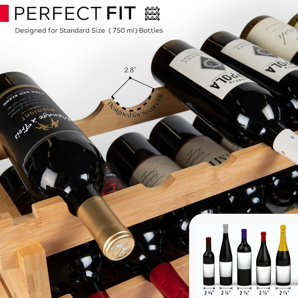 72 Bottle Wine Rack – Modular Freestanding Bamboo Wine Storage Shelf for Home...
