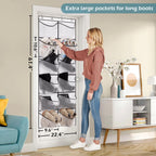 Over The Door Shoe Organizer 12 Large Mesh Pockets Boots Hanging Storage Shoe Rack for Closet White