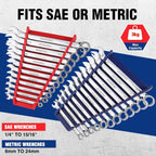 WORKPRO 2-Pack Magnetic Wrench Organizer, 12-Piece Wrench Holder Set for Tool Box Drawer, Wrenches Rack Tool Trays SAE(1/4" - 15/16") and Metric(6mm-24mm)