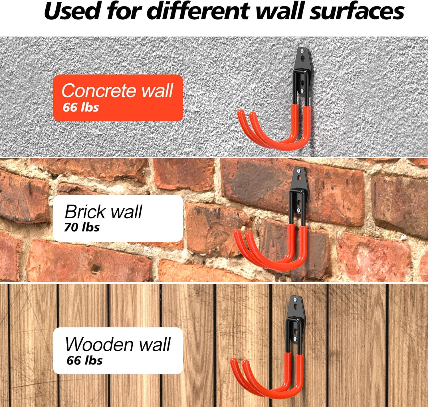 4 Pack Heavy Duty Garage Hooks,Solid Steel Wall Mount Hangers,with Anti-Slip Coating,for Hanging and Organising Ladder,Bike,Ropes,Broom,Garden,Yard and Power Tools(5.5x4.1 inch)