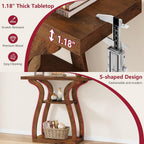 Tajsoon 3-Tier Farmhouse Console Table for Entryway 31.5", Rustic Brown