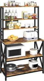 Yaheetech 6-Tier Bakers Rack,31.5“Coffee Bar,Microwave Stand,Rustic Brown | Farmhouse Microwave Oven Stand Cabinet for Small Spaces, Corner Organizer Storage Shelf for Spices and Pots