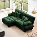 95 inch Modular Sectional Cloud Sofa Couch with Movable Ottoman for Living Room,Velvet Corner Loveseat Sofa with Armrests, Deep Seat Couch (Dark Green, 2 Seat + 1 Ottoman)