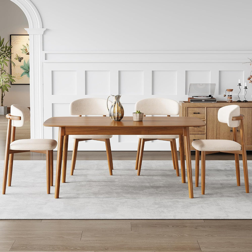 Dining Chairs Set of 4, Upholstered Wooden Mid Century Modern Fabric Kitchen ...