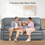 3-Seater Recliner Sofa, Manual Reclining Couch with Multi-Functional Middle Seat, Reclining Sofa for Living Room with Hidden Storage Space, Cup Holders, and Removable Console