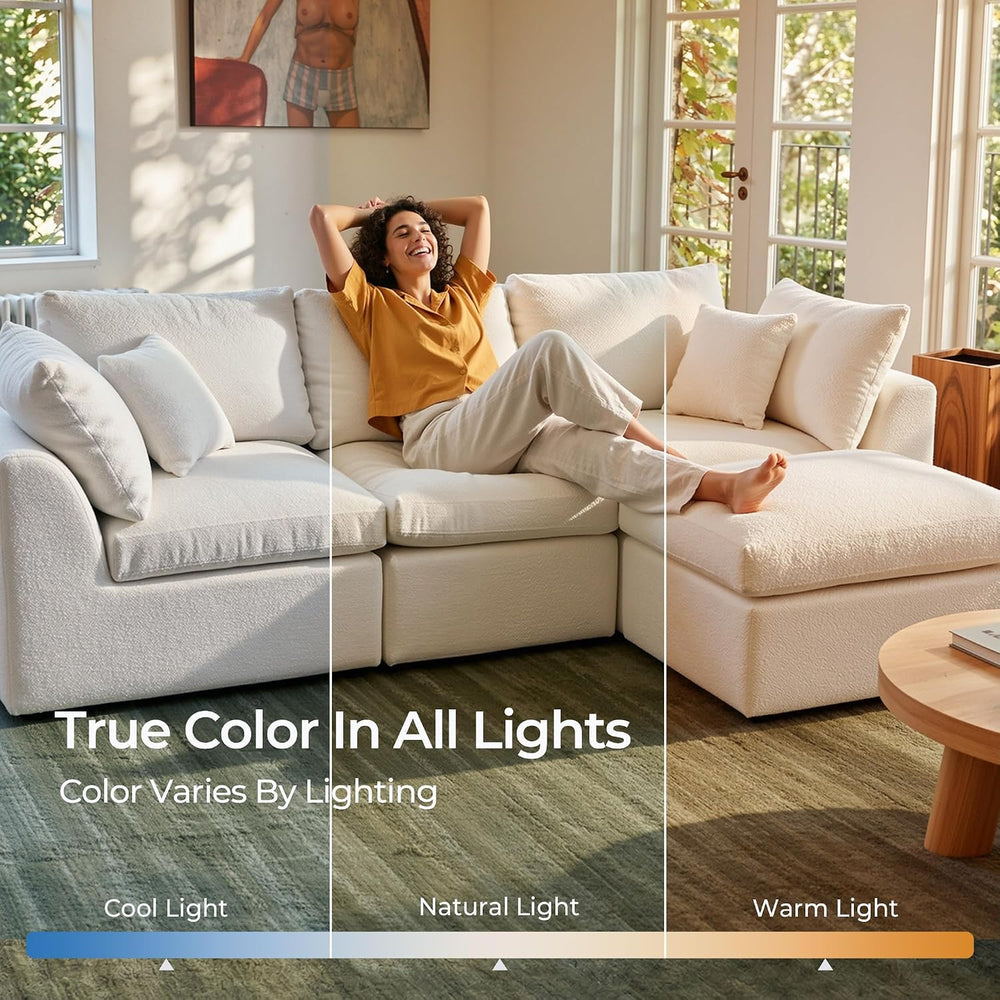Amsleekey 108" Cloud Sectional Couch with 2 Washable Cover Sets | L-Shap...