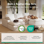 Novilla Modular Cloud Couch, Modern Sectional Sofa with Smarts Coil® Support, Chenille Fabric, Upholstered Couch for Living Room Apartments Bedroom, No Assembly, Ottoman, White