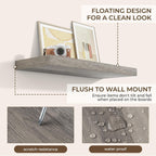 RICHFOCUS 36Inch Floating Shelves for Wall 2 Pack Shelves for Bedroom|Kitchen|Bathroom Wall Mounted Rustic Wood Floating Shelf with Invisible Brackets for Books|Storage|Decor, Grey