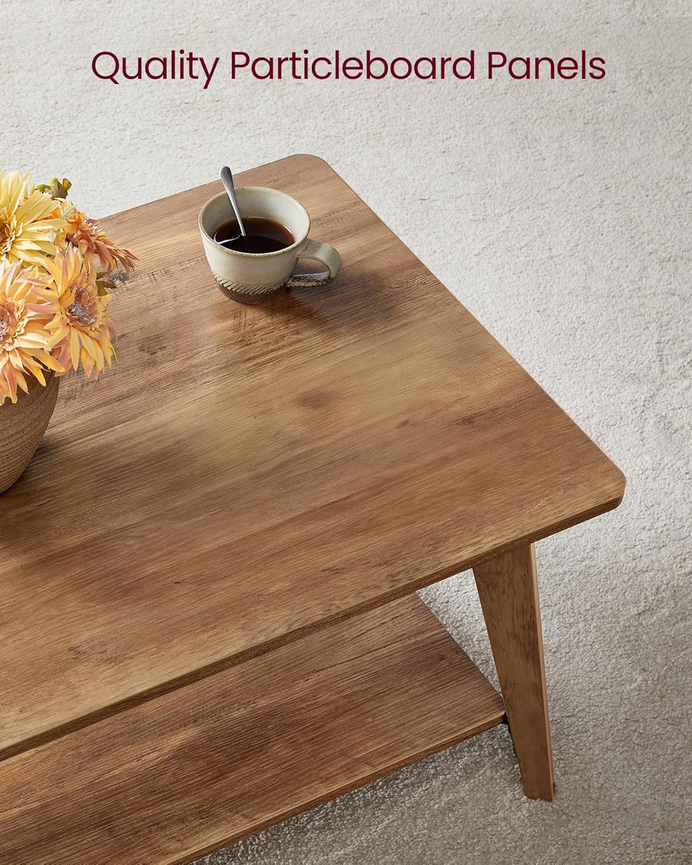VASAGLE MAEZO Collection - Coffee Table, 2-Tier Center Table with Storage, Ta...
