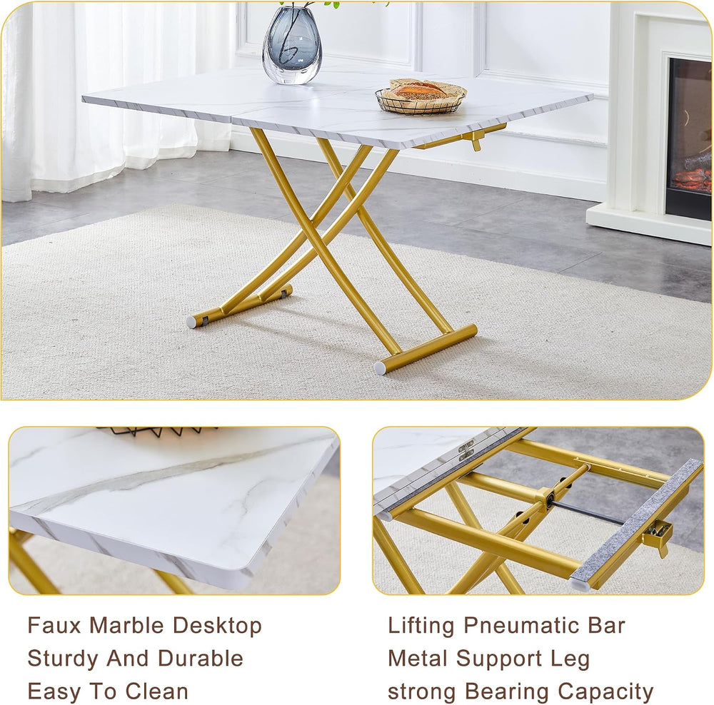 Height Adjustable Folding Table - Converts from Coffee to Dining, Wooden Top ...