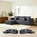 106" Corduroy Boneless Modular Sectional Sofa, Cloud-Louch Deep Seat Sofa with Left Chaise for Living Room & Bedroom（L-Shaped Left Hand Facing ）
