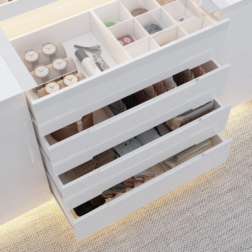Armoire Bedroom Island Wardrobe Closet Island with 16 Drawers & Glass Tab...