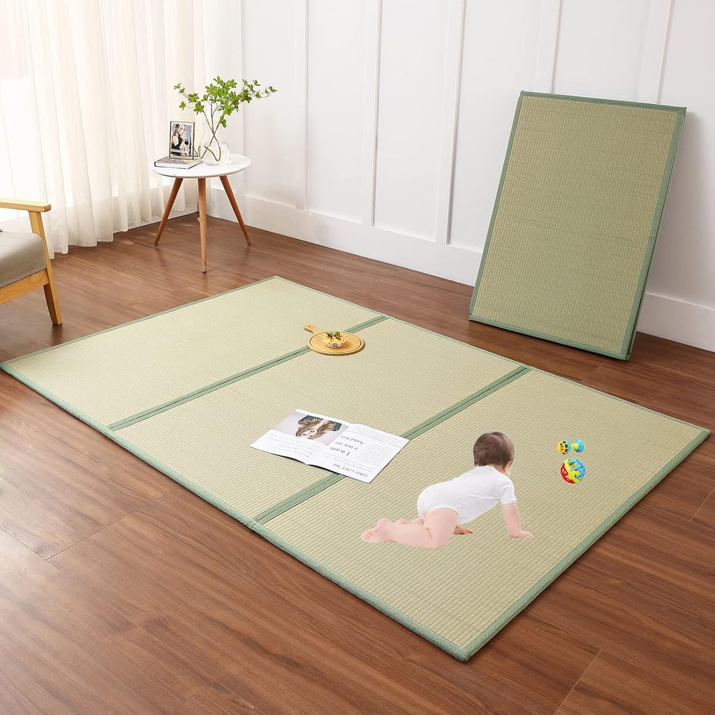 Natural Igusa Rush Grass Floor Tatami Mat,Twin, 79" x 39" x 0.5" | Japanese Portable Folding Firm Traditional Bed Mattress, Foldable Pad Futon,for Sleeping,Sitting,Yoga,Relaxing,Zen
