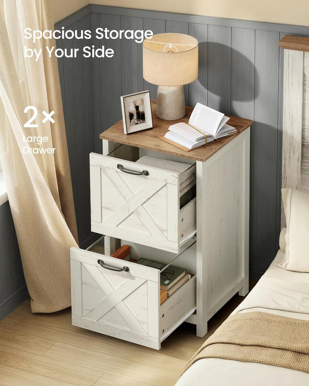 VASAGLE File Cabinet, 2-Drawer Filing Cabinet for Home Office, Modern Farmhou...