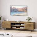 BELLEZE Fluted TV Stand for TV up to 75", Modern Entertainment Center with Storage Media Console Table with Cable Management, Wood TV Cabinet for Home Living Room Bedroom(Camel), 68"x15.6"x17.2"