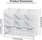 Marbrasse Mesh Desk Organizer, Multi-Functional Pen Holder, Pen Organizer for desk, Desktop Stationary Organizer, Storage Rack for School Home Office Art Supplies (White - Mesh Pen Holder)
