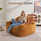 Large Bean Bag Chair for Adults Teens 41 Inch, Big Fluffy Beanbag Sofa with Back Support & Armrests, Plush Foam Filled Comfy Couch for Bedroom Gaming Living Room Reading (Orange)