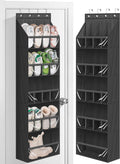 MISSLO 20 Pairs Over the Door Shoe Organizer for Closet Narrow Hanging Shoe Rack for Door Hanger Deep Pocket Door Shoe Holder Storage for Boots, Size 13 Sneakers, Black