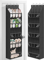 MISSLO 20 Pairs Over the Door Shoe Organizer for Closet Narrow Hanging Shoe Rack for Door Hanger Deep Pocket Door Shoe Holder Storage for Boots, Size 13 Sneakers, Black