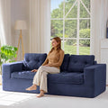 MAXYOYO 79" Loveseat Sofa Couch for Small Spaces, Upholstered Boneless Cloud Couch for Apartment Bedroom, 2-Seater Love Seat Floor Modern Sofa with Pillows, No Assembly Required, Navy