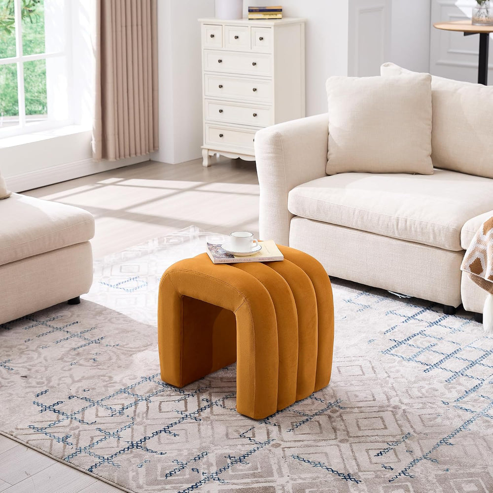 ONEVOG Velvet Pouf Ottoman, Small Ottoman Foot Rest for Couch, 18 Inch Cute V...