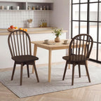 Giantex Windsor Dining Chairs Set of 2, Farmhouse Swivel Kitchen Chairs with Spindle Back, Solid Rubber Wood Frame, Mid Century Armless Dining Room Chairs for Home Kitchen Restaurant, Walnut