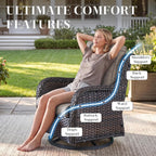 Wicker Rocking Chair Swivel Chairs - 4 Piece Rocker Patio Chairs Set Rattan Rocking Chair for Outdoor Porch Deck Garden Backyard(Brown/Grey)