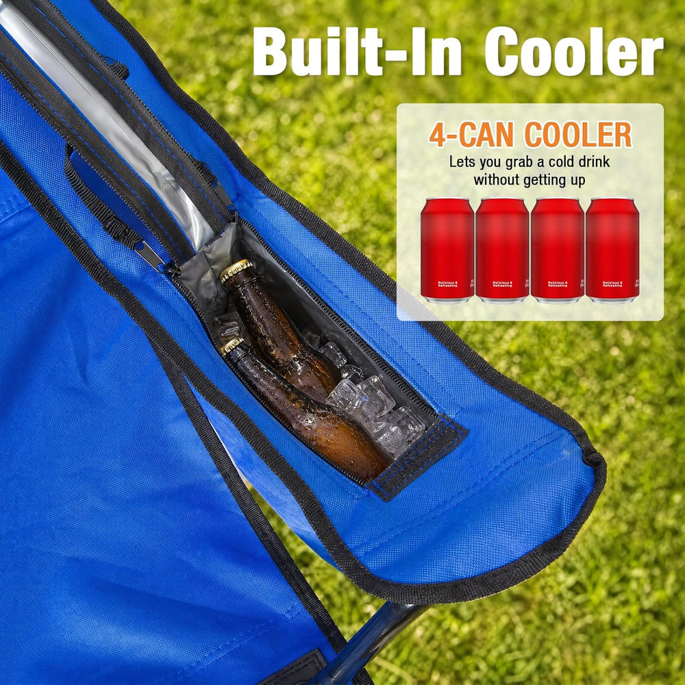 Camping Chairs for Adults 2 Pack, Folding Chair with 4-Can Cooler Bag & C...