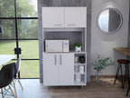 37.4" D*15.7" W*70.86" H Freestanding Kitchen Pantry with 2 Shelves, 2 Double Doors, Rectangular Storage Cabinet, Modern Minimalist, for Living Room, Dining Room, White