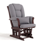 Storkcraft Tuscany Custom Glider and Ottoman with Free Lumbar Pillow (Espresso/Slate Gray Swirl) - Cleanable Upholstered Comfort Rocking Nursery Chair with Ottoman