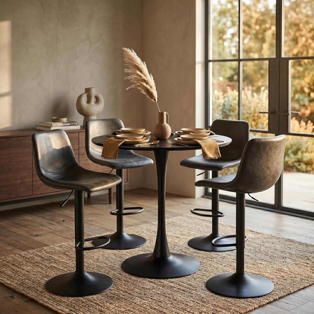 LeisureMod Bristol Collection 35" Round Bar Height Table, Modern MDF Top...
