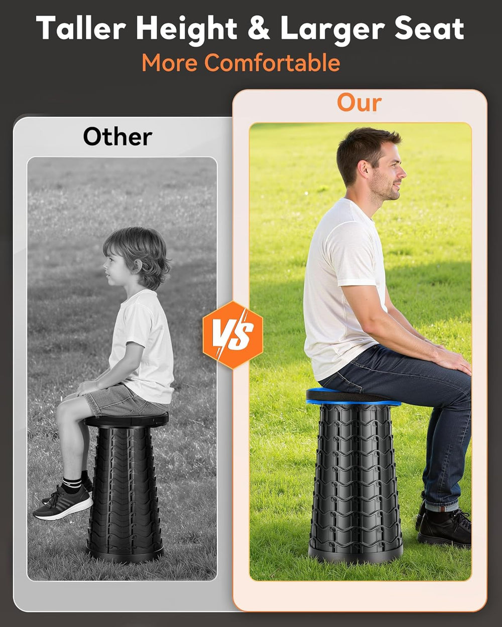 Height Adjustable Foldable Stool- Collapsible Stool for Waiting in Line | 20....