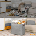 DULLEMELO Large Storage Baskets for Blankets Living Room 51L Canvas Storage Baskets for Organizing 3 Pack Collapsible Baskets Bins for Organizing Home Office with Handles (Grey)