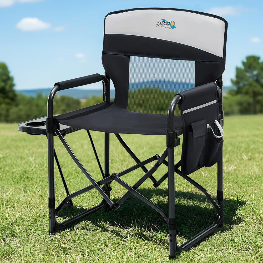 DMH OUTDOORS Camping Directors Chair with Side Table & Breeze Mesh Backre...