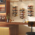 Hoctieon 6 Tier Wall Mount Wine Rack, Wall Mounted Wine Bottle Racks for Display and Storage, Hanging Bottle Holder for Living Room, Dining Room, Bar, Wine Cellar, Rustic Brown